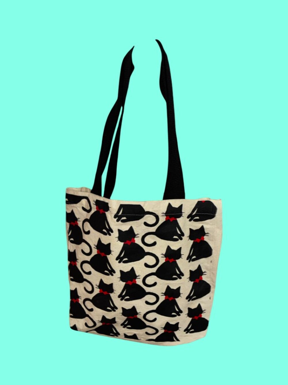*MOLLY & REX*Cat Lovers Beige/Black Tote Bag 15 x 14 x 2.5"